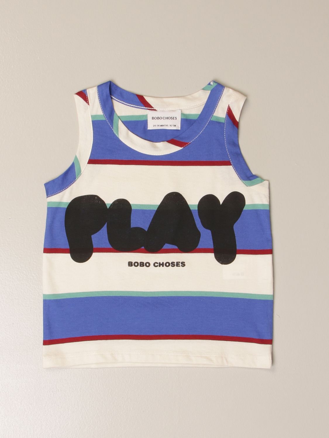 Top Bobo Choses: Bobo Choses tank top with bands with big print ivory 1