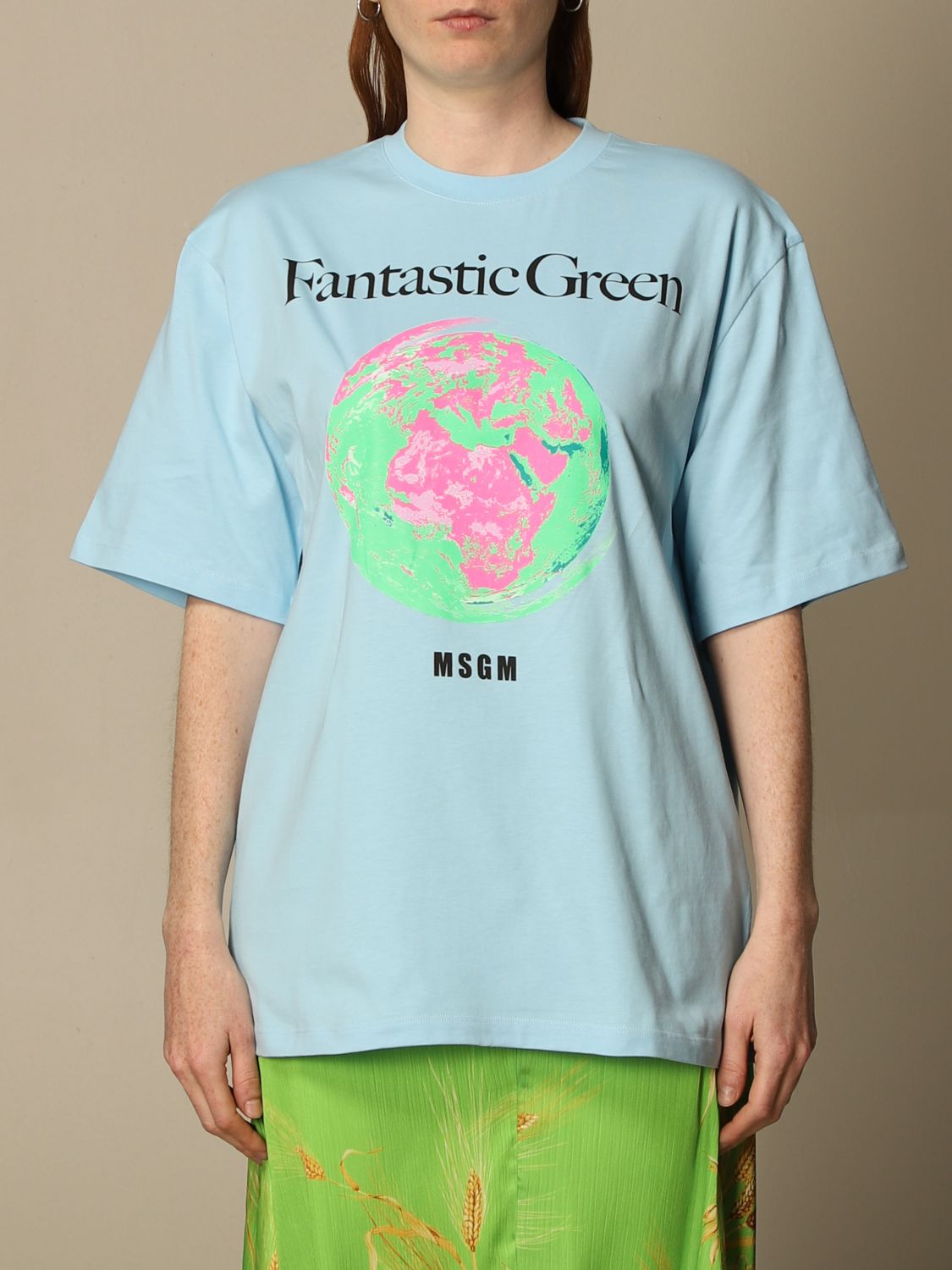 Msgm cotton T-shirt with Fantastic Green print