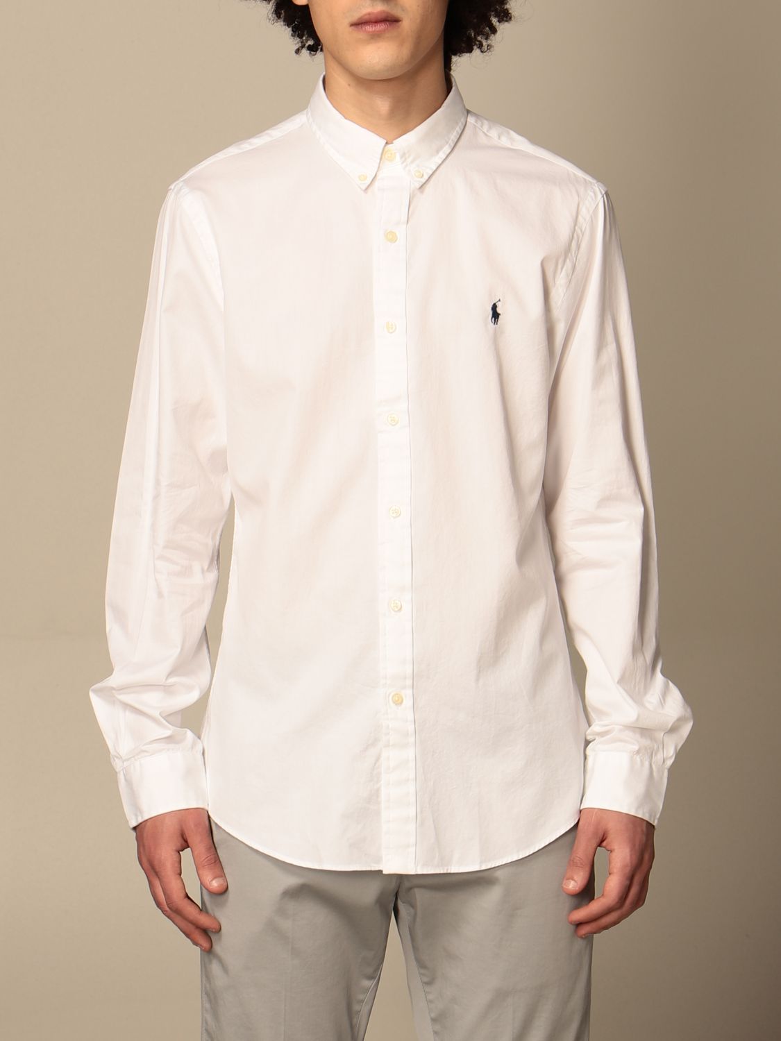 POLO RALPH LAUREN: cotton shirt with button down collar - White | Shirt ...