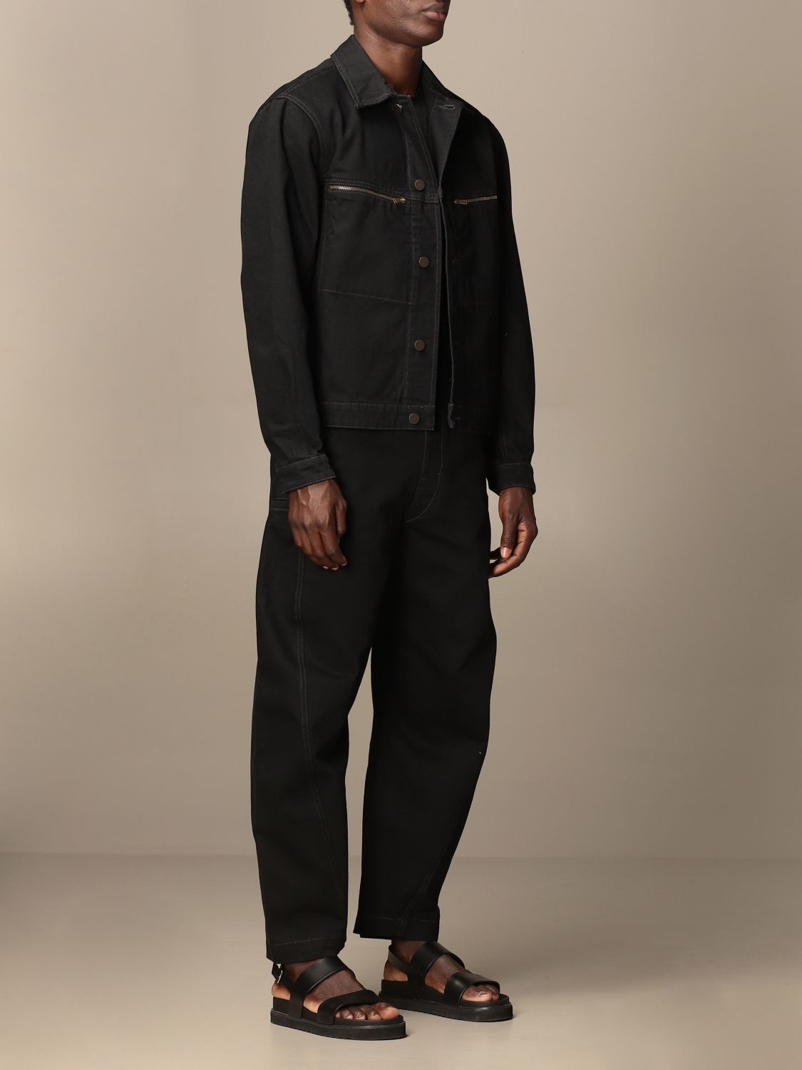 LEMAIRE: denim cotton jacket with zip - Black | Jacket Lemaire ...