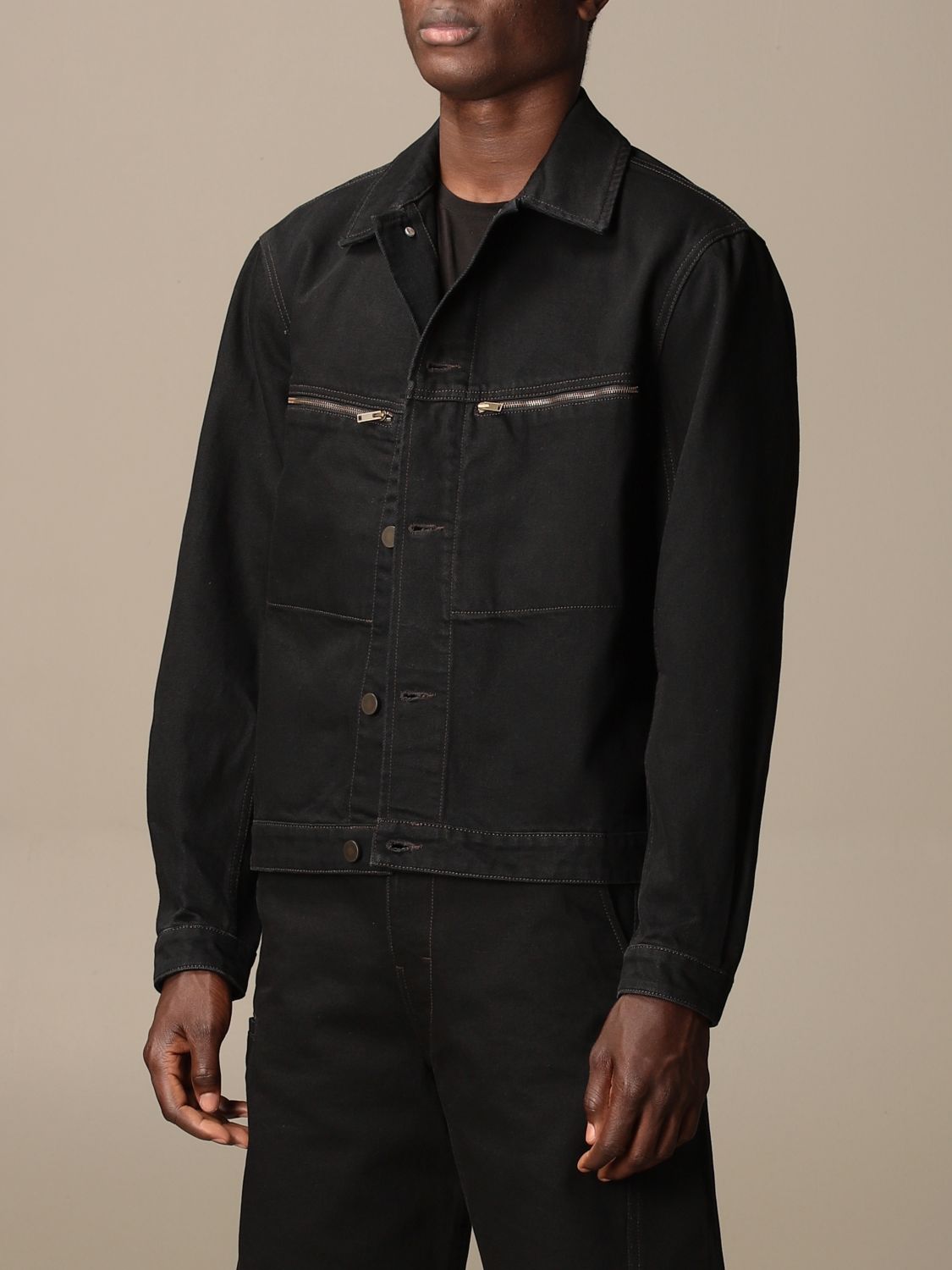 LEMAIRE: denim cotton jacket with zip - Black | Lemaire jacket