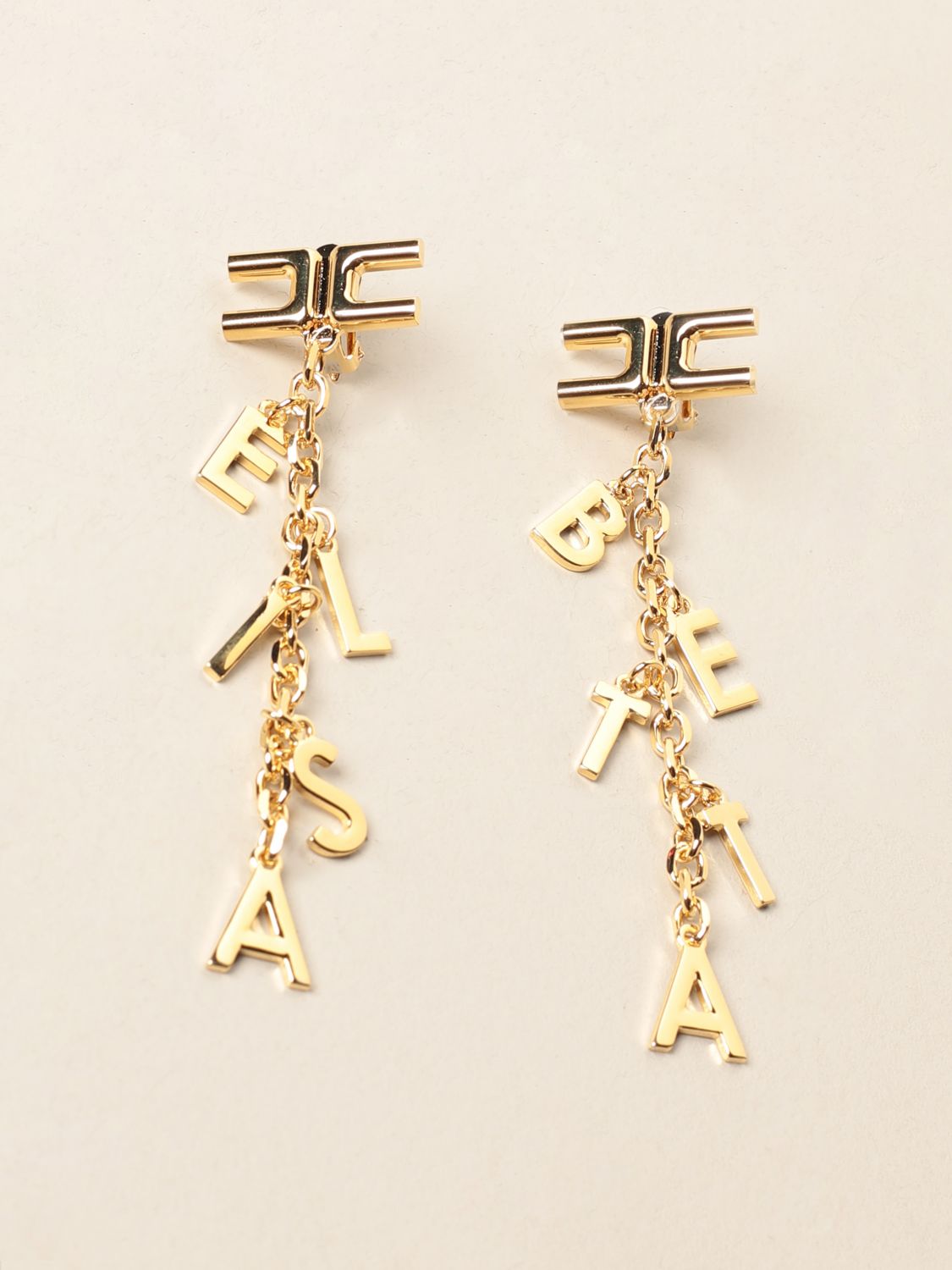 ELISABETTA FRANCHI: pendant earrings with lettering - Gold | Elisabetta ...
