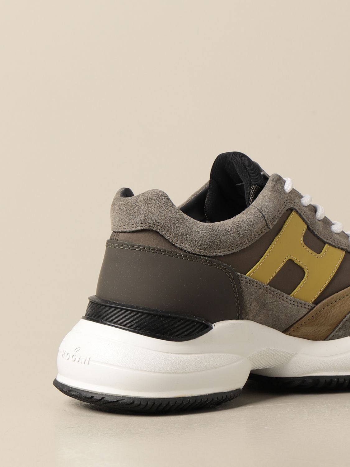 HOGAN: Interaction sneakers in suede leather and mesh - Green | Hogan ...