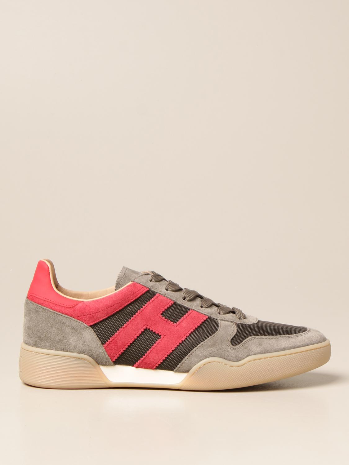 HOGAN: Sneakers H383 running in micro rete e camoscio | Sneakers Hogan Uomo  Beige | Sneakers Hogan HXM3570AC40 PE8 GIGLIO.COM
