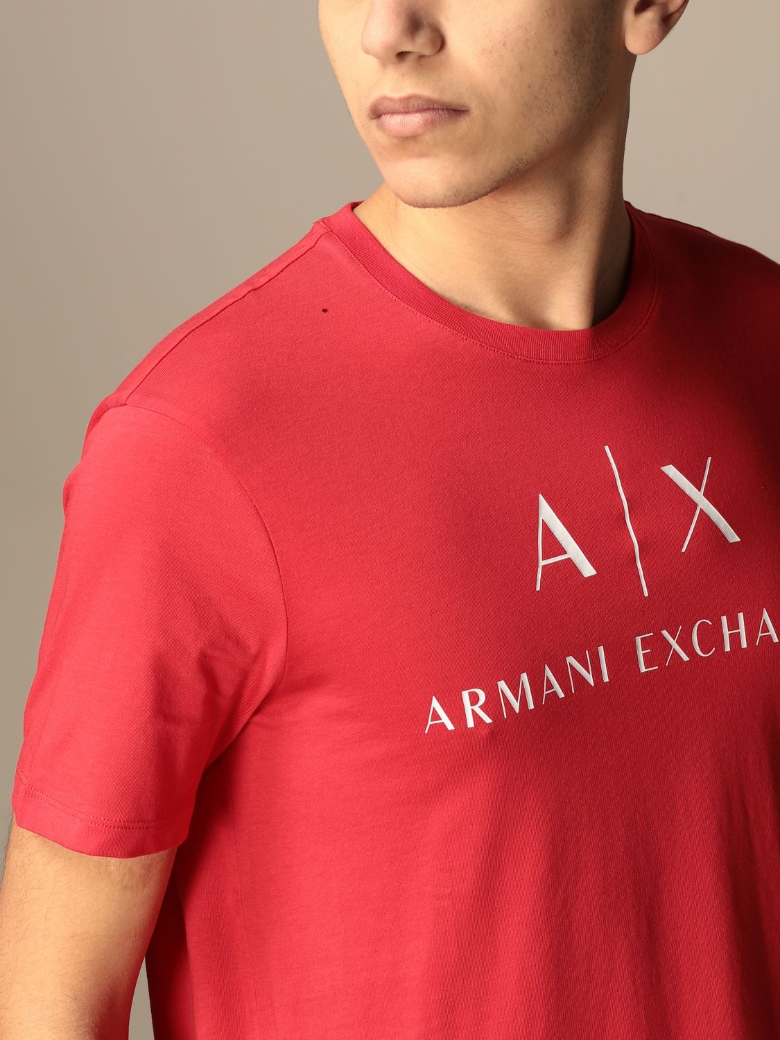 ARMANI EXCHANGE: T-shirt with AX logo - Red | T-Shirt Armani Exchange ...