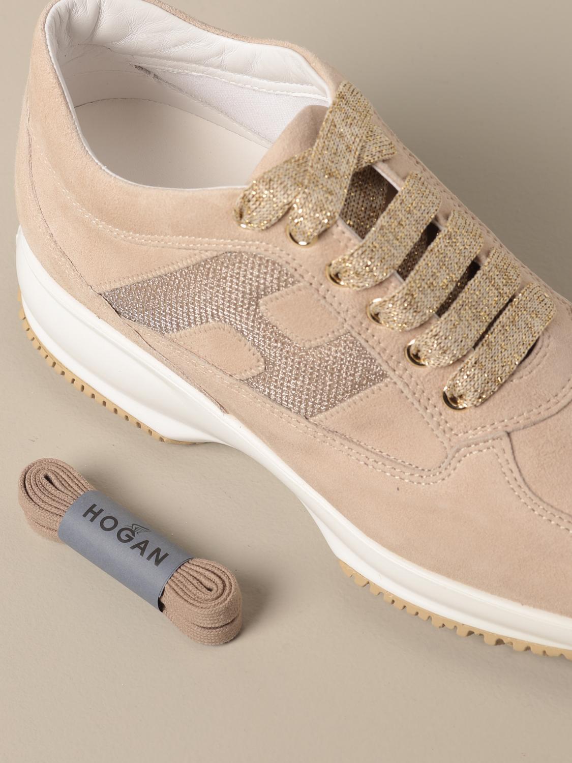 HOGAN: Interactive sneakers in suede with jewel H - Pink | Hogan sneakers  HXW00N0S361 P9C online on 