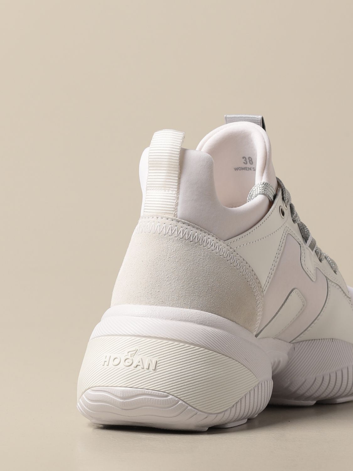HOGAN: Interaction sneakers in suede leather and neoprene | Sneakers Hogan Women White | Sneakers HXW5250CH20 MSY GIGLIO.COM