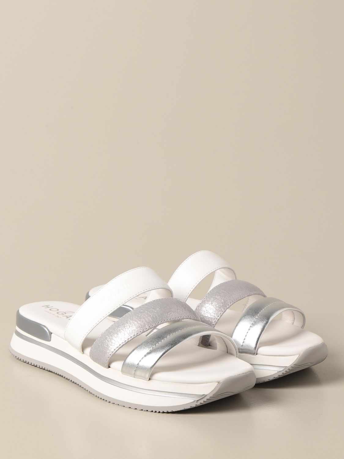 Sandales plates Hogan: Chaussures femme Hogan blanc 2