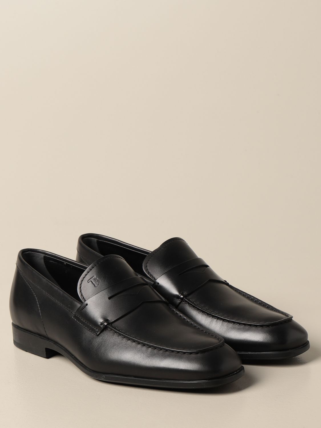 TOD'S: moccasin in leather with rubber sole - Black | Tod's loafers ...