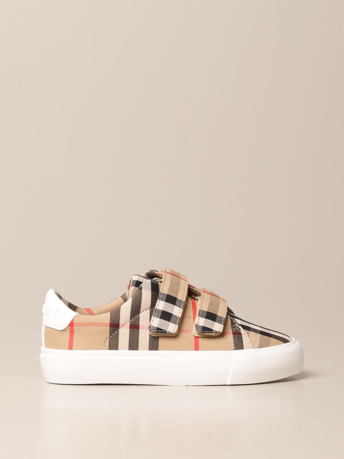 BURBERRY: sneakers in Vintage check cotton - Beige | Burberry shoes