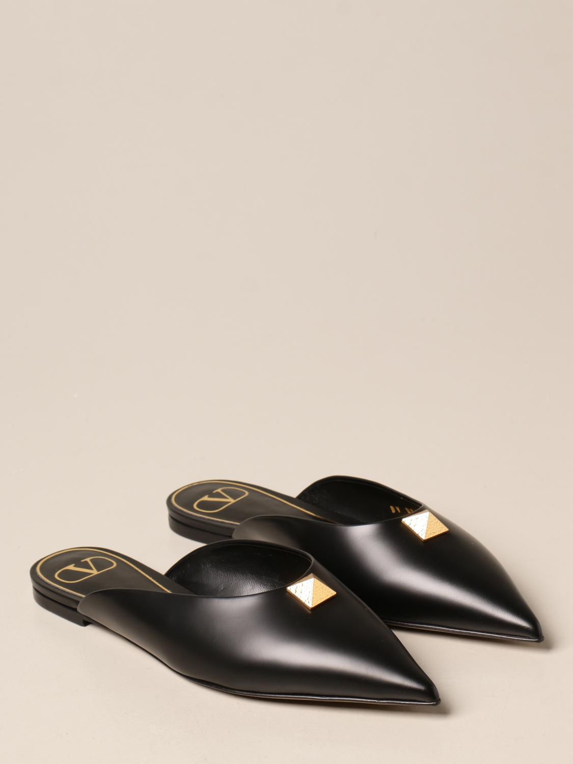 roman stud flat mule