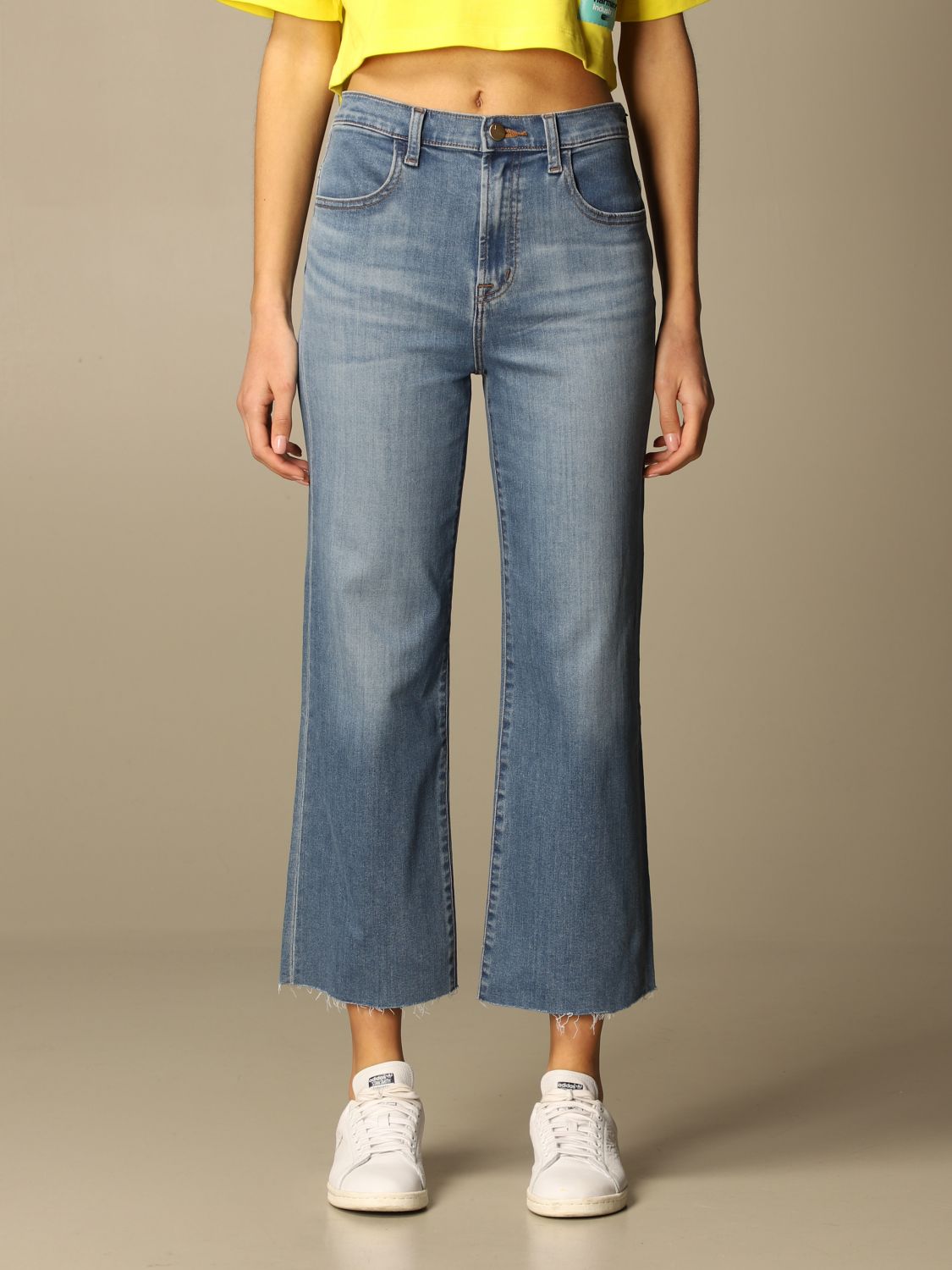 Jeans J Brand: J Brand wide jeans in washed denim gnawed blue 1