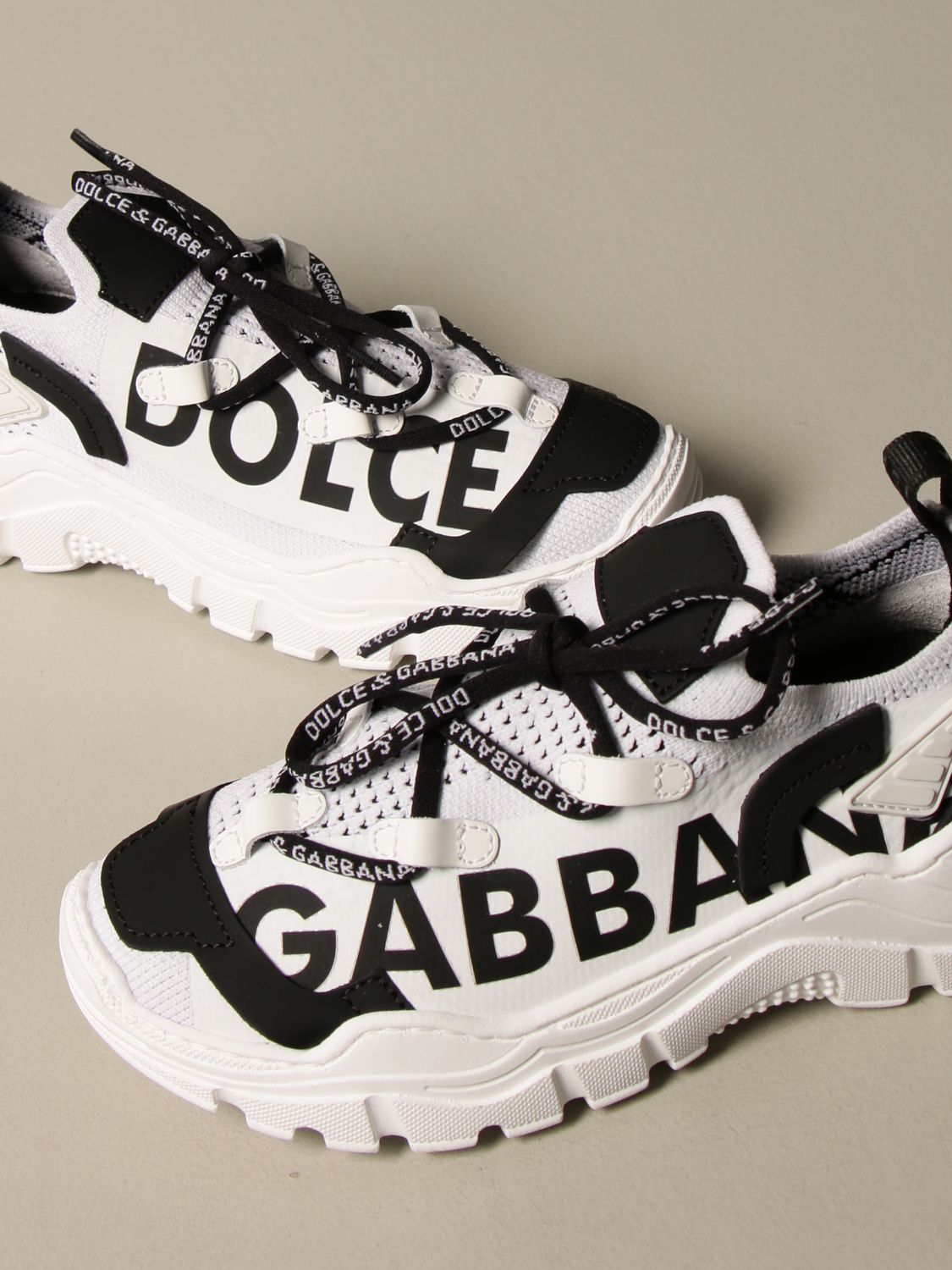 DOLCE & GABBANA: sneakers in leather and knit | Shoes Dolce & Gabbana