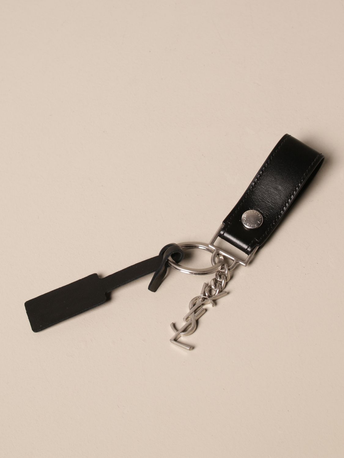 YSL Leather Keychain in Black - Saint Laurent