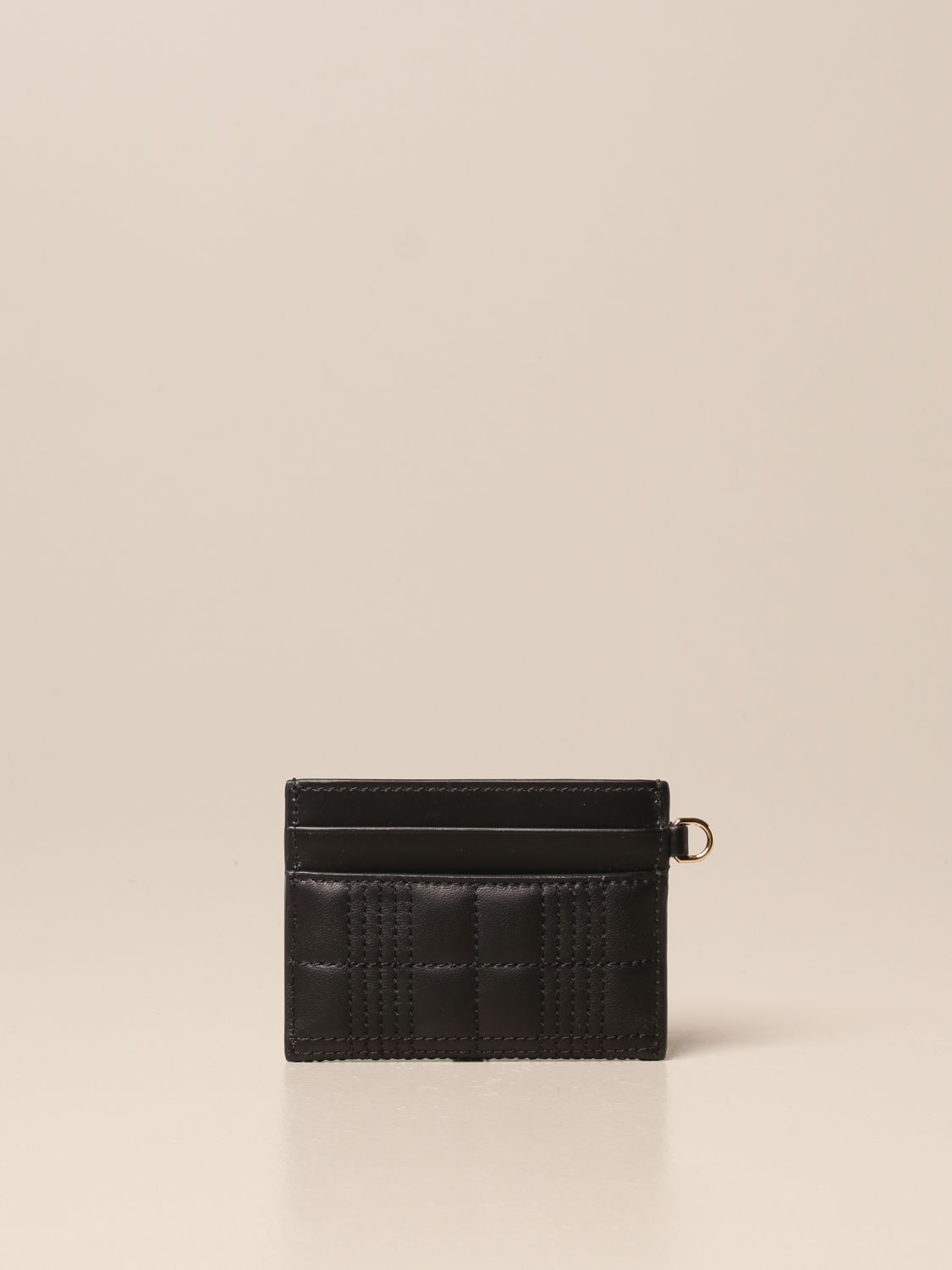 BURBERRY: credit card holder in matelassé leather - Black | Burberry wallet  8023346 online on 