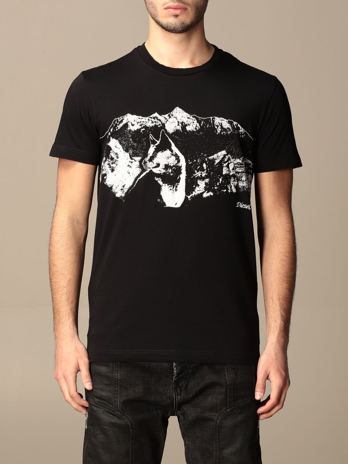 DIESEL：tシャツ メンズ - ブラック | GIGLIO.COMオンラインのDiesel Tシャツ A01860 0BDAJ