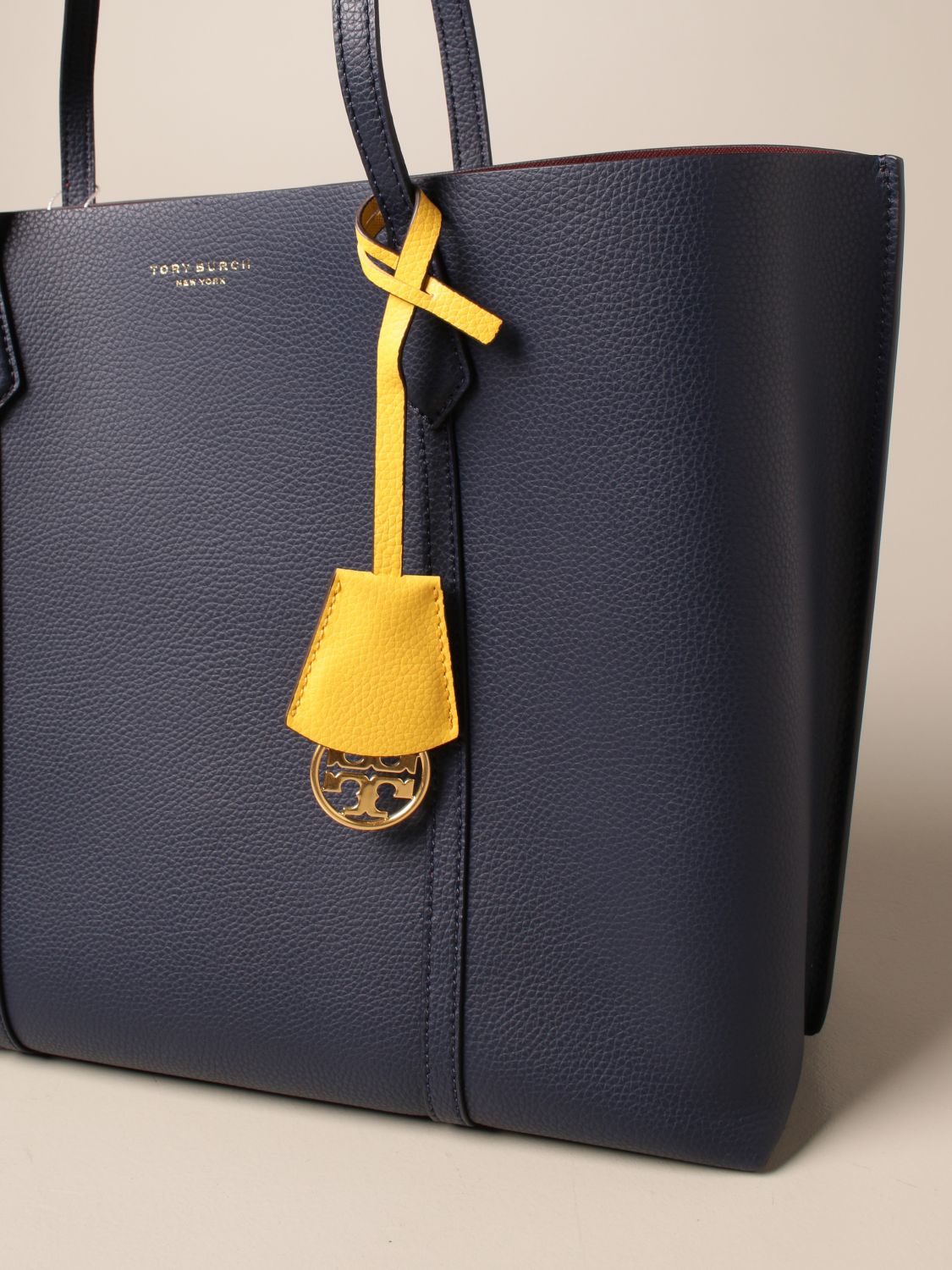 TORY BURCH: Perry bag in textured leather - Blue | Tory Burch tote bags  53245 online on 