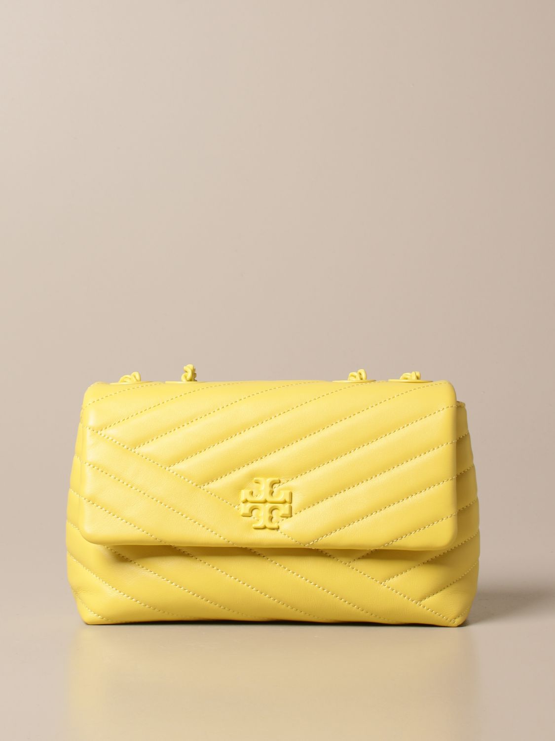 TORY BURCH: Kira bag in quilted leather - Yellow | Tory Burch shoulder bag  82285 online on 