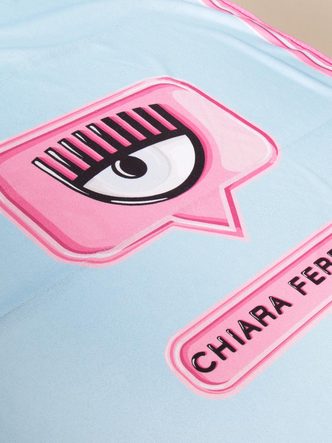 CHIARA FERRAGNI: bath towel with big eye flirting logo - Sky Blue