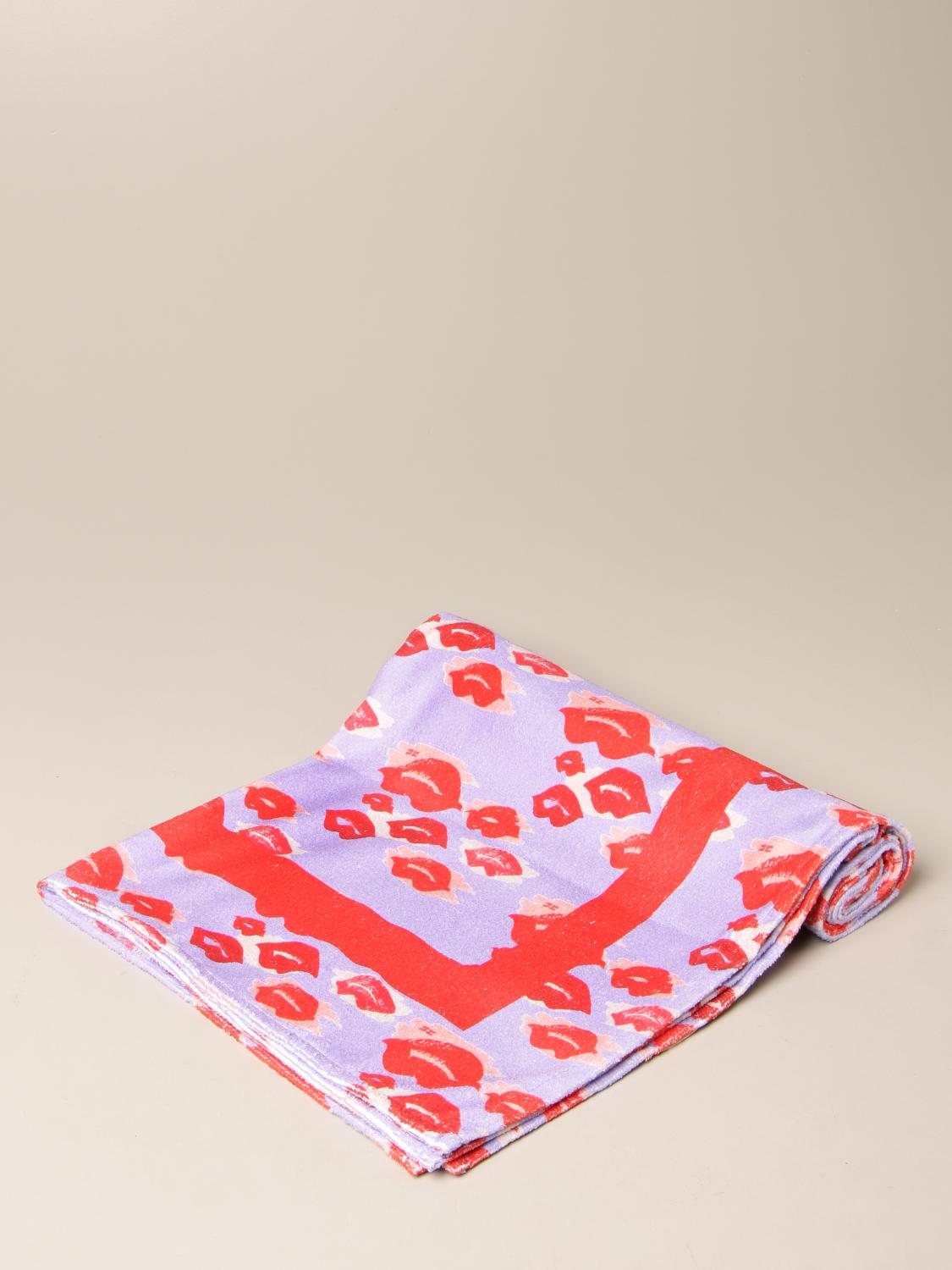 ELISABETTA FRANCHI: bath towel with all-over mouths - Lavander | Beach  Towel Girl Elisabetta Franchi EFAV60 0157 GIGLIO.COM