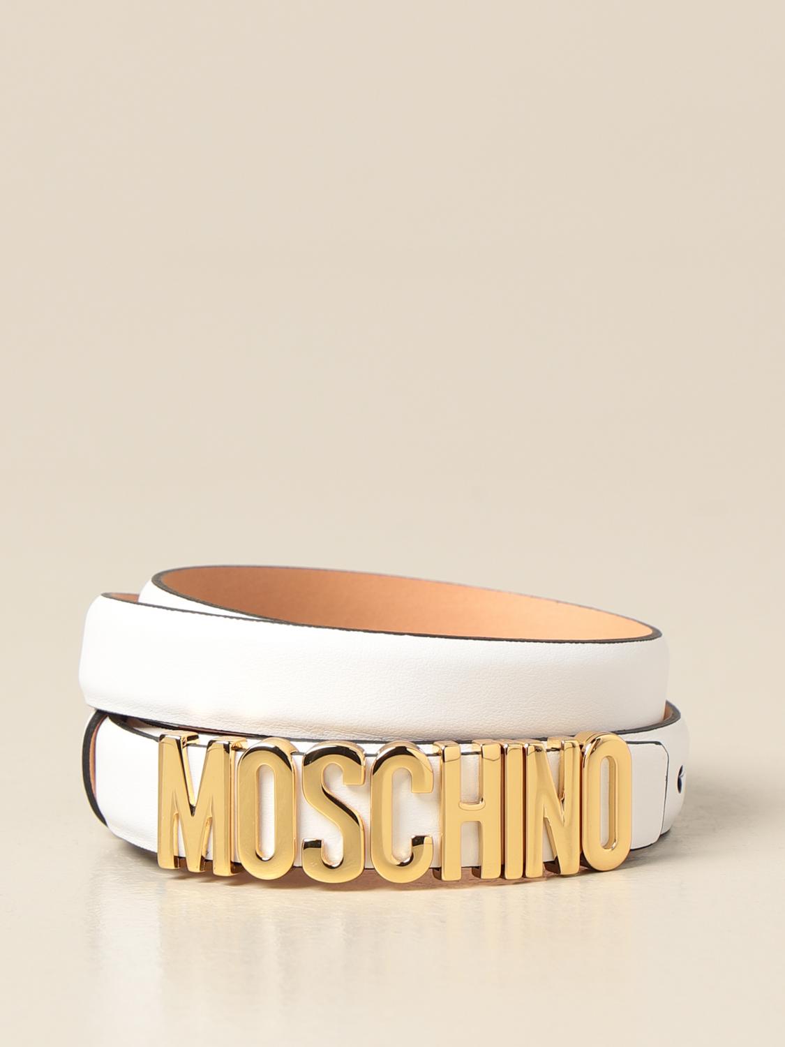 white moschino belt