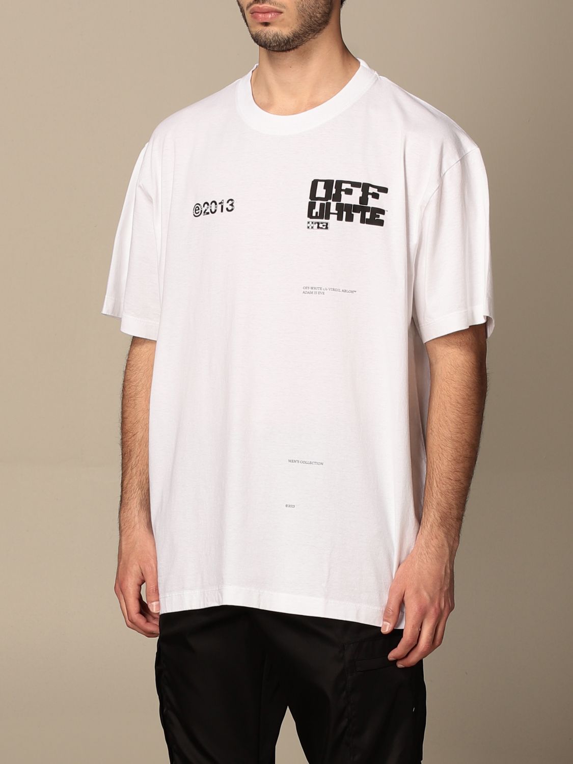 Off White Cotton T-Shirt With Logo