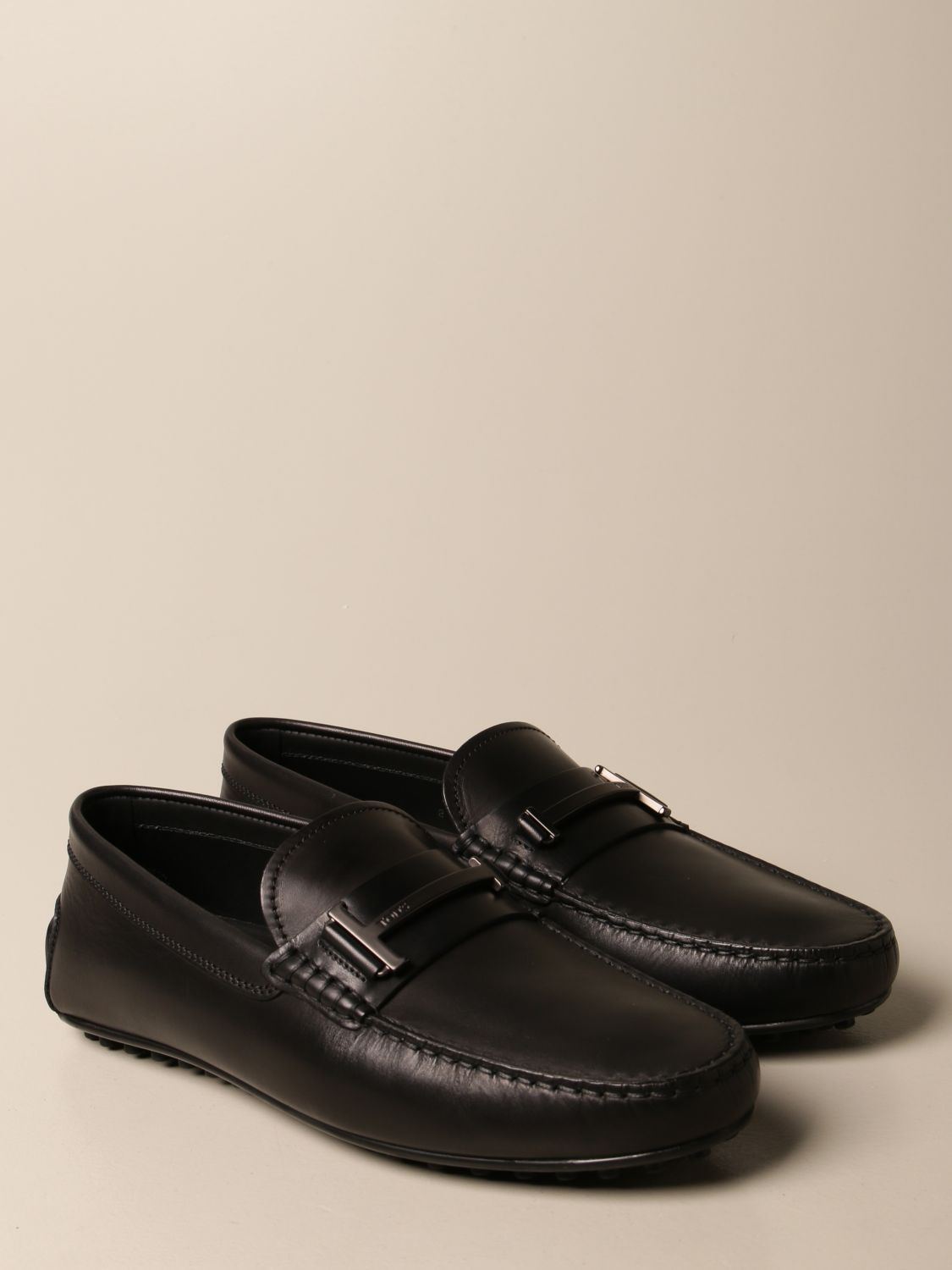 TODS: Tod's moccasin in leather with metallic T detail | Loafers Tods ...