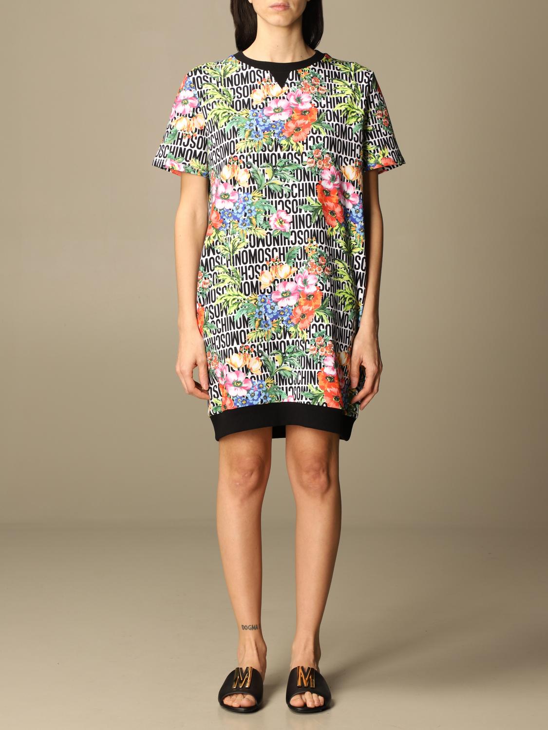 MOSCHINO UNDERWEAR short dress with floral pattern Black Moschino Underwear dress A1719