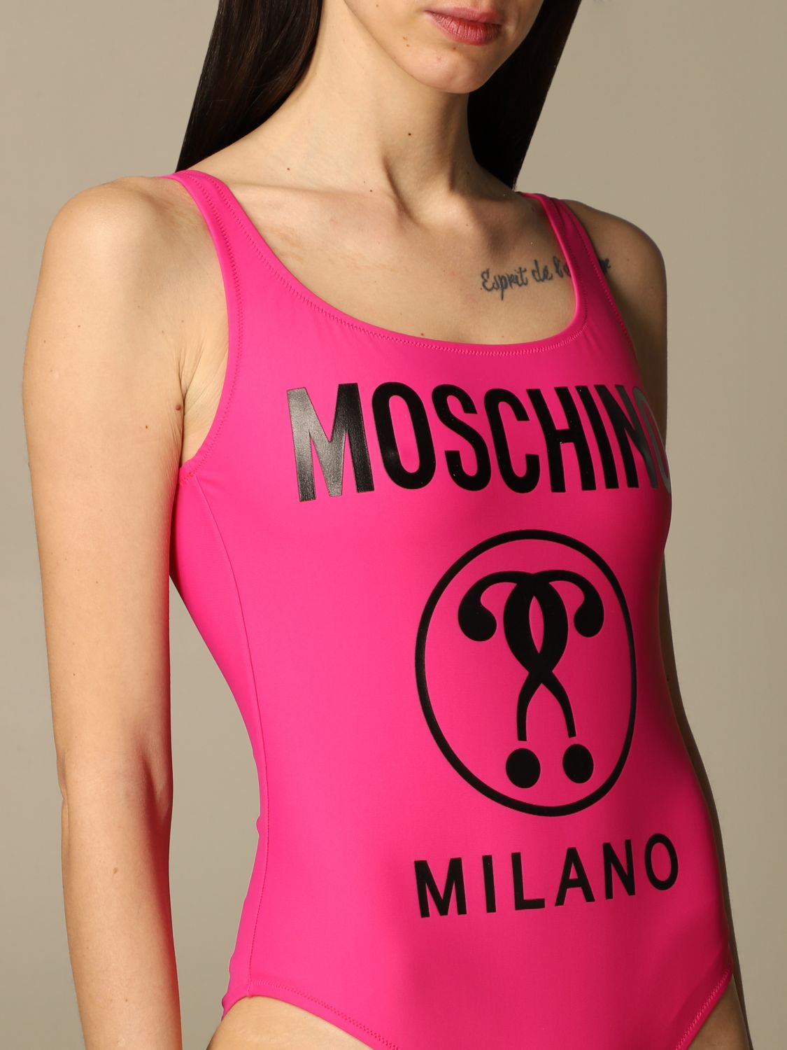 MOSCHINO UNDERWEAR: one-piece swimsuit with big logo | Swimsuit ...