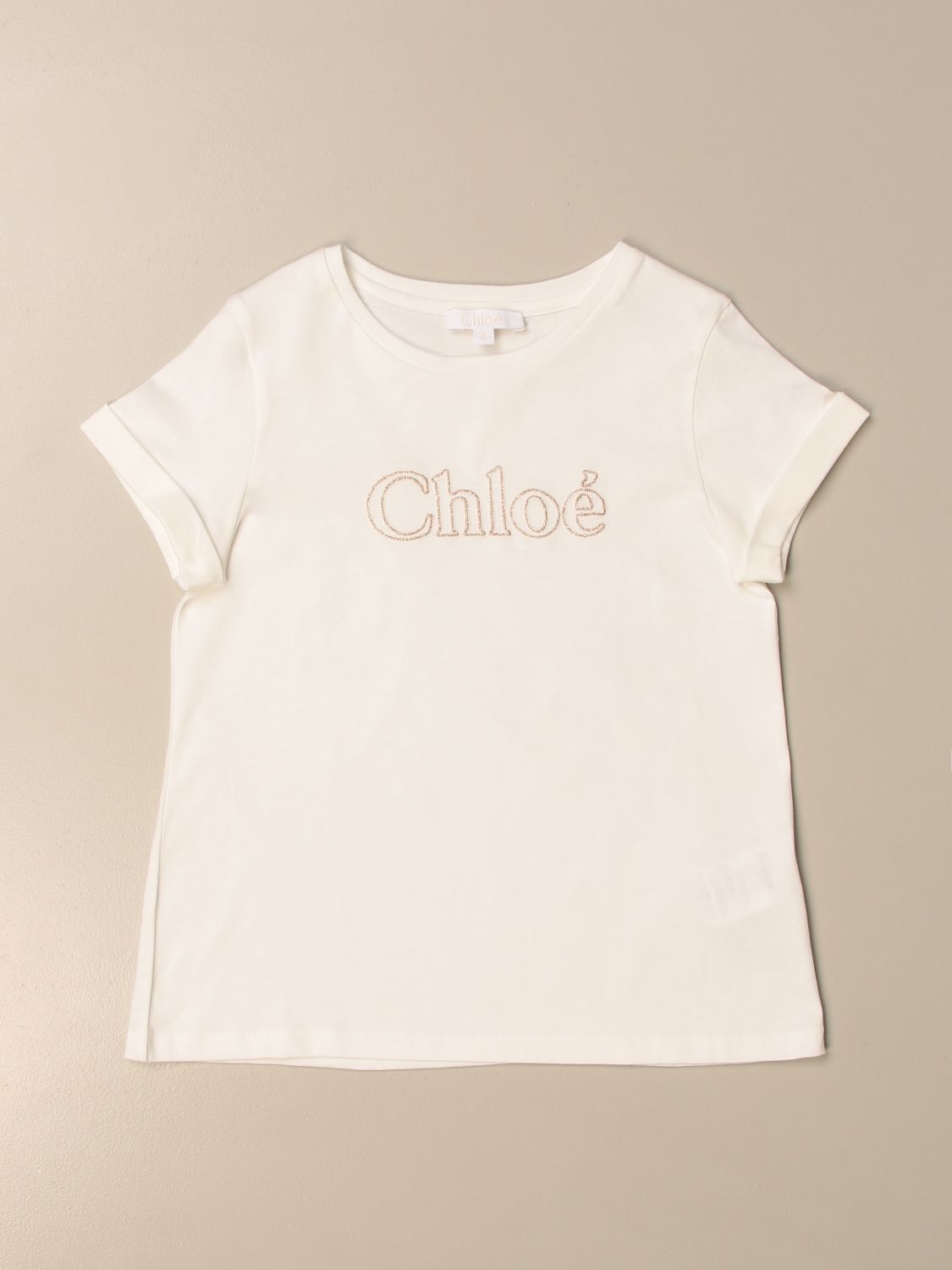CHLOÉ：Tシャツ 女の子 - ホワイト | GIGLIO.COMオンラインのChloé Tシャツ C15B84