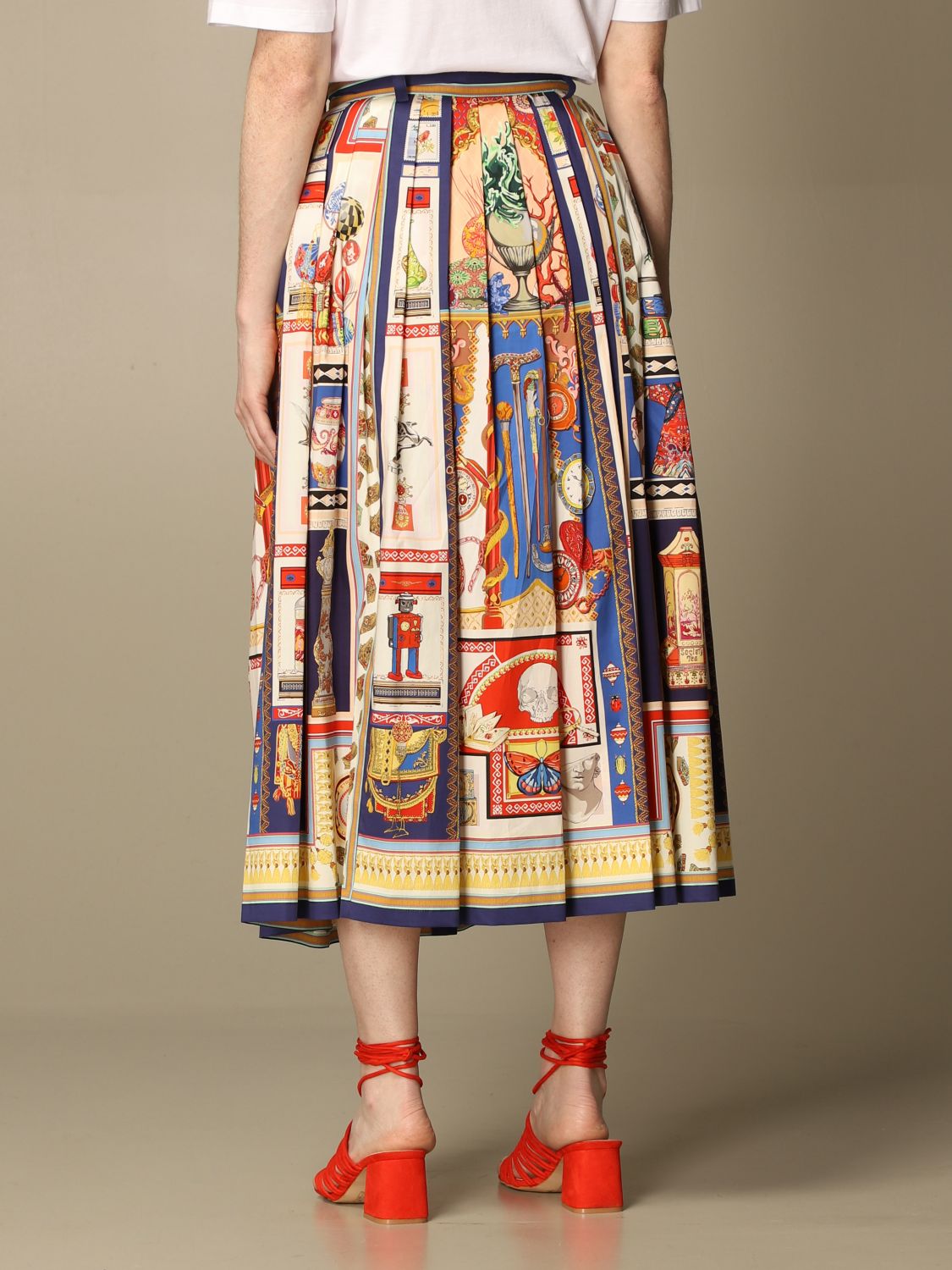 ETRO: Wide skirt in patterned cotton - White | Skirt Etro 14163 4418 ...
