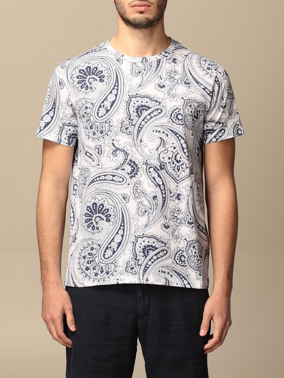 ETRO: t-shirt in cotton with paisley pattern | T-Shirt Etro Men White ...