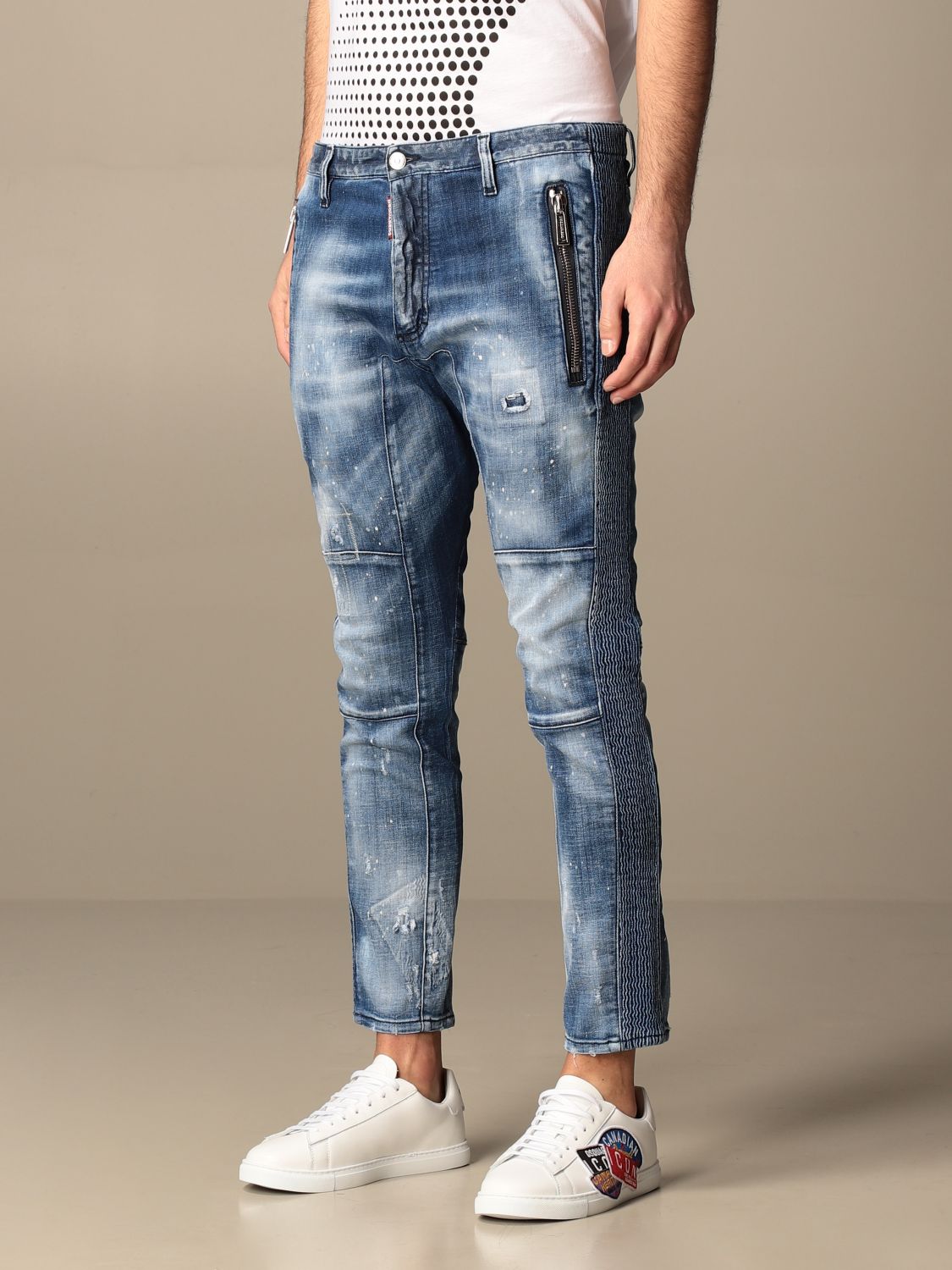 DSQUARED2: jeans in used denim with rips | Jeans Dsquared2 Men Blue ...