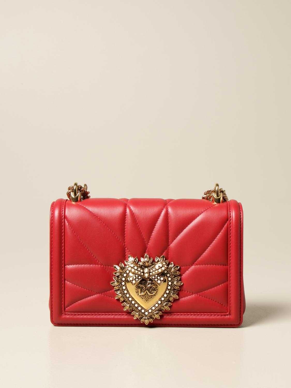 DOLCE \u0026 GABBANA: Borsa a tracolla in pelle con logo - Rosso | Borsa A Spalla  Dolce \u0026 Gabbana BB6652 AV967 GIGLIO.COM