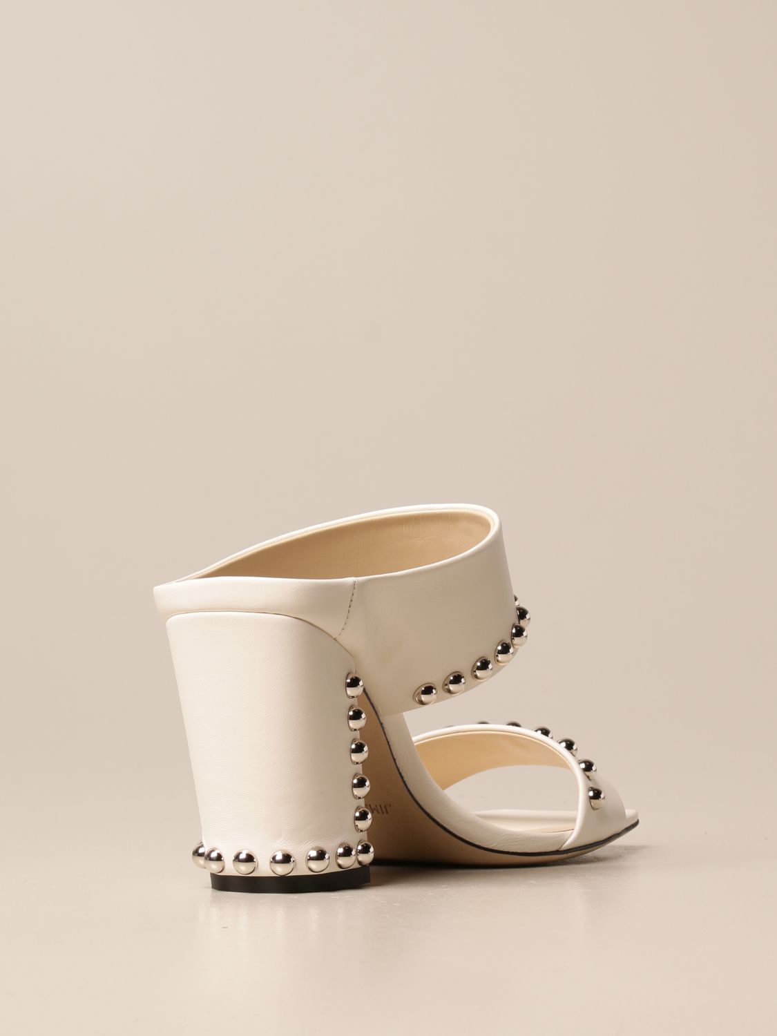 JIMMY CHOO Matty sandal in leather with studs White Jimmy