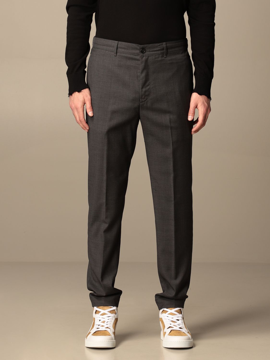 MAURO GRIFONI: Classic pants with america pockets - Charcoal | Mauro ...