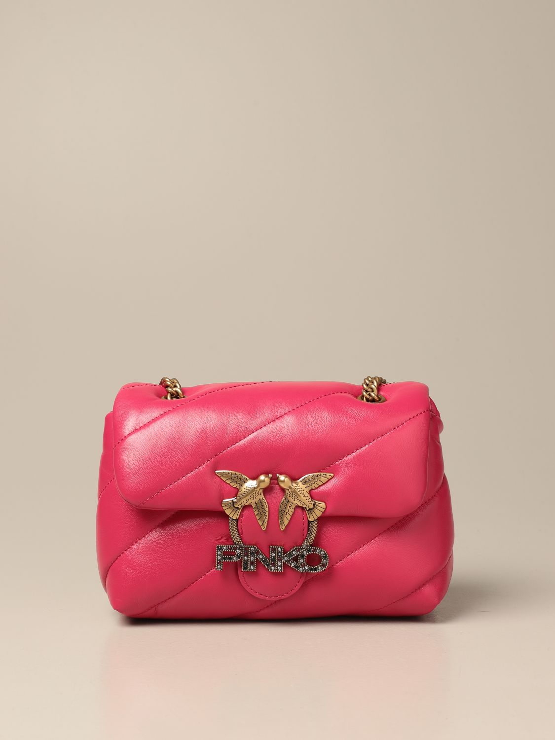 PINKO: Love mini Puff bag in nappa leather - Pink | Pinko crossbody ...