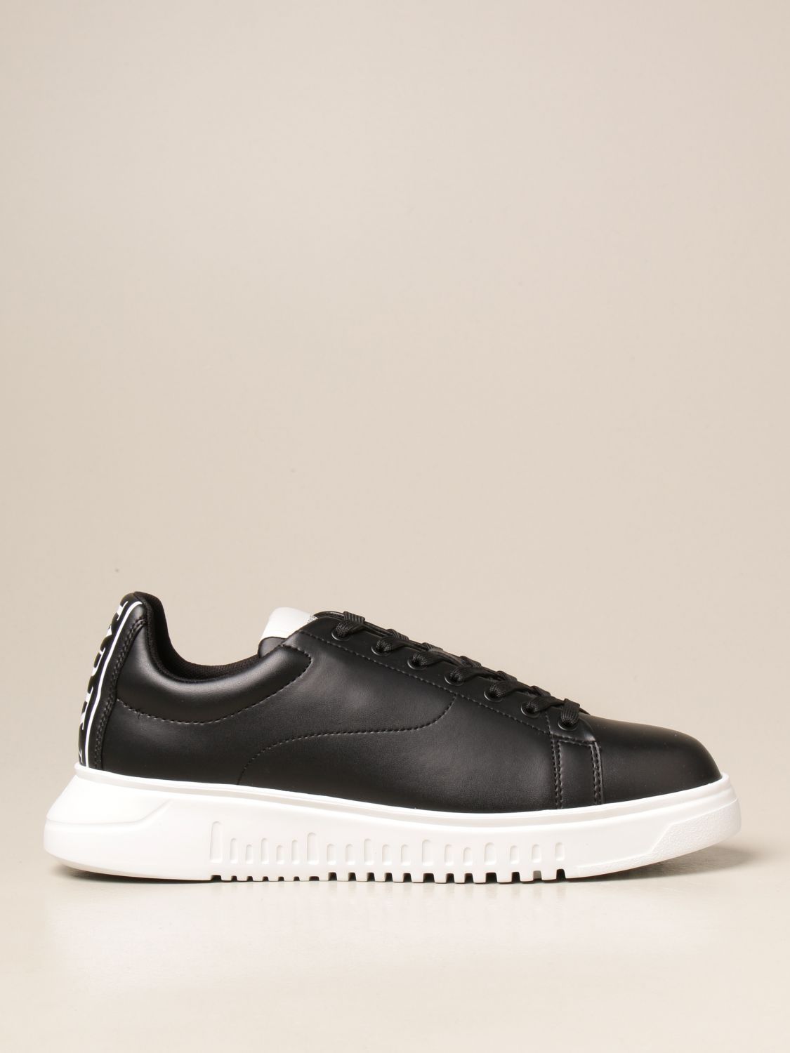 EMPORIO ARMANI: sneakers in rubberized leather | Sneakers Armani Black | Sneakers Emporio Armani X4X312 XM747 GIGLIO.COM