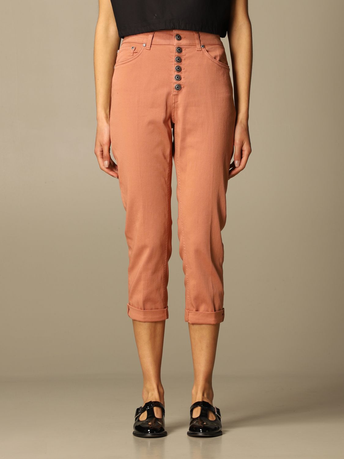 Dondup Outlet: 5-pocket cropped denim | Jeans Dondup Women Pink | Jeans Dondup DP268BDDBS0030DPTDG GIGLIO.COM