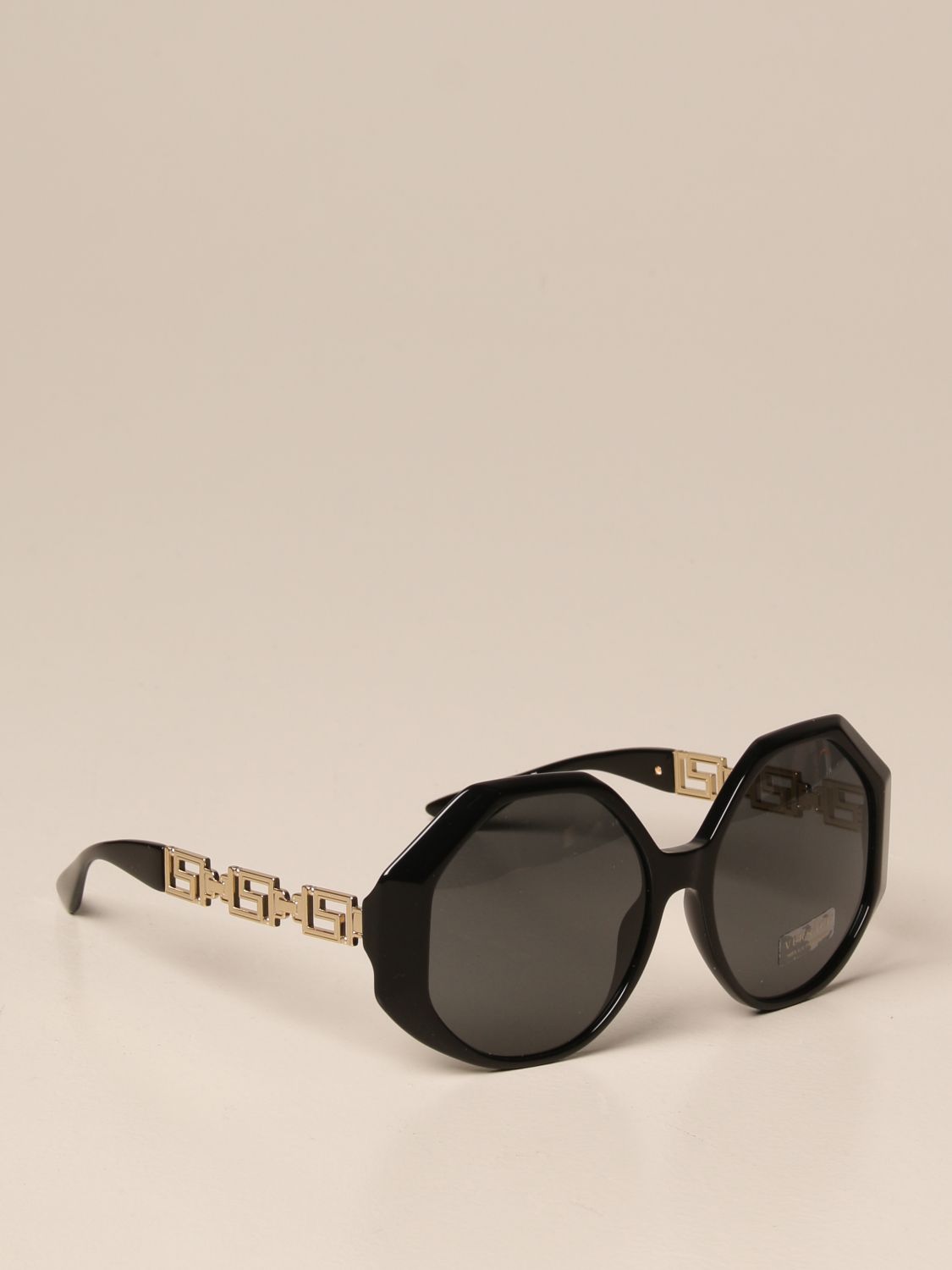 太阳镜 Versace: Versace 醋酸纤维太阳镜，希腊风细节 黑色 1