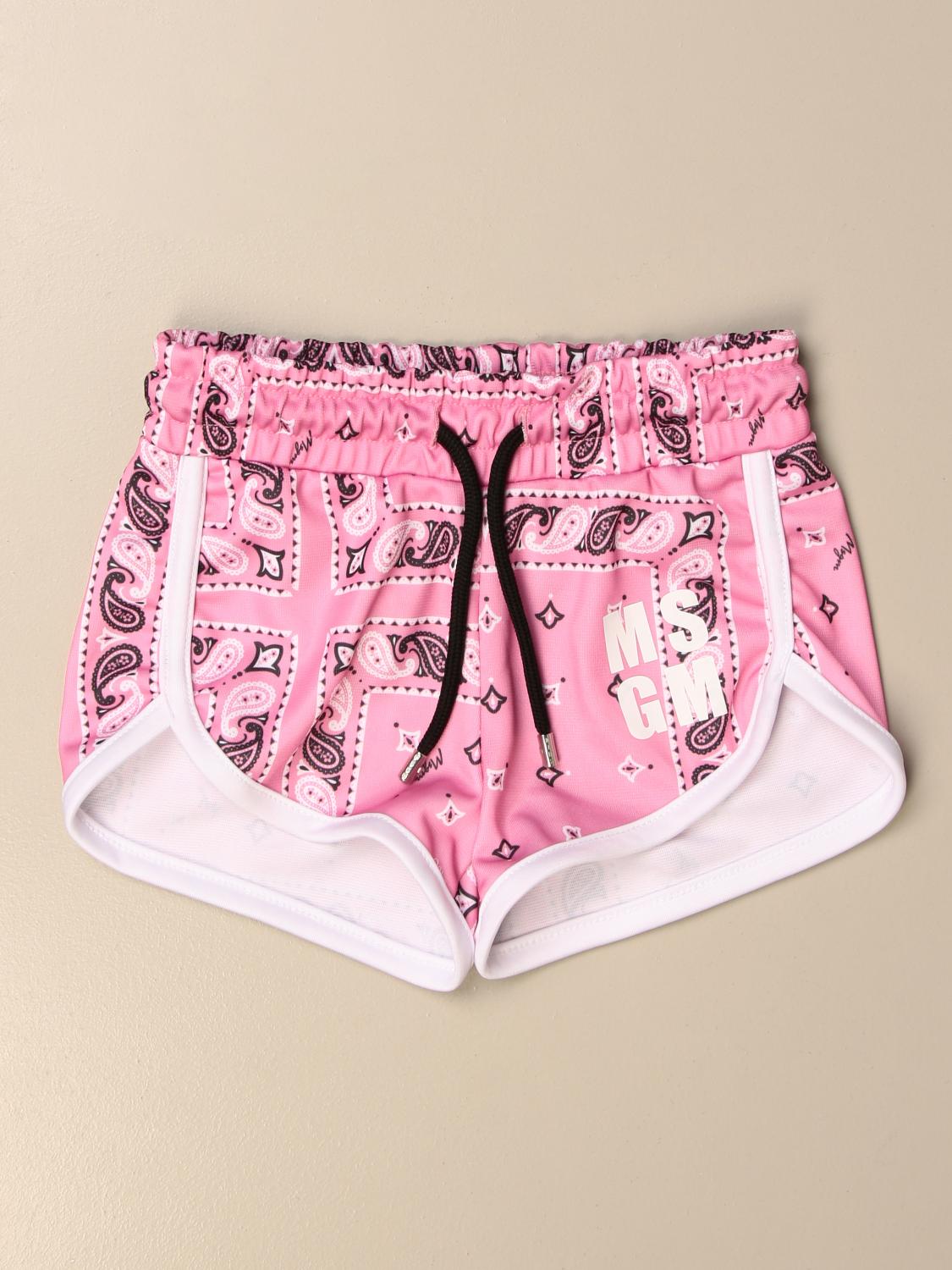 Msgm Kids Outlet jogging shorts with bandana pattern Pink Msgm Kids short MS027581 online