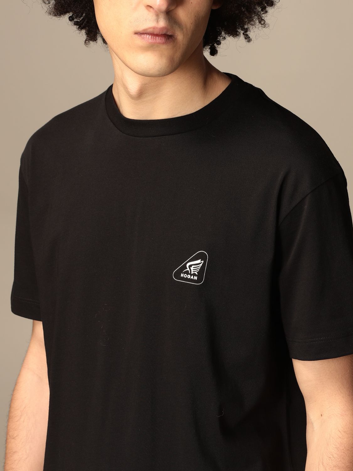 T-shirt Hogan: T-shirt Hogan basic in cotone con logo nero 3