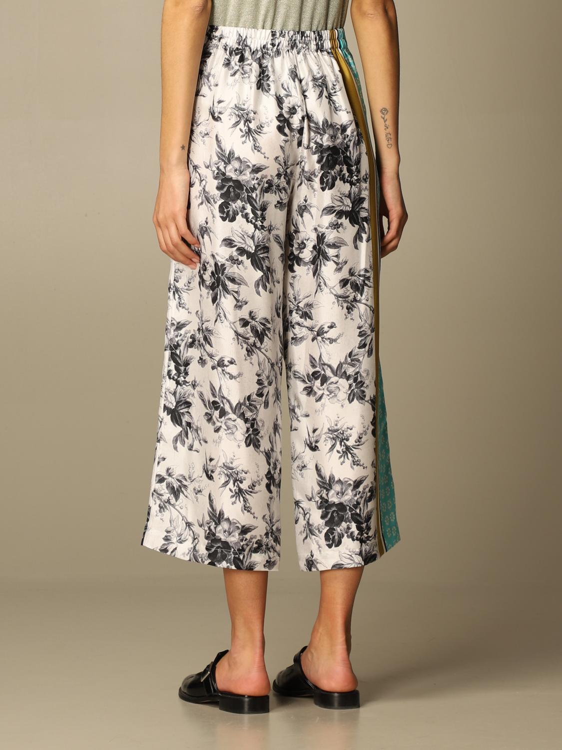 MALIPARMI: Pantalone palazzo in seta a fantasia - Menta | Pantalone  Maliparmi JH720030091 GIGLIO.COM