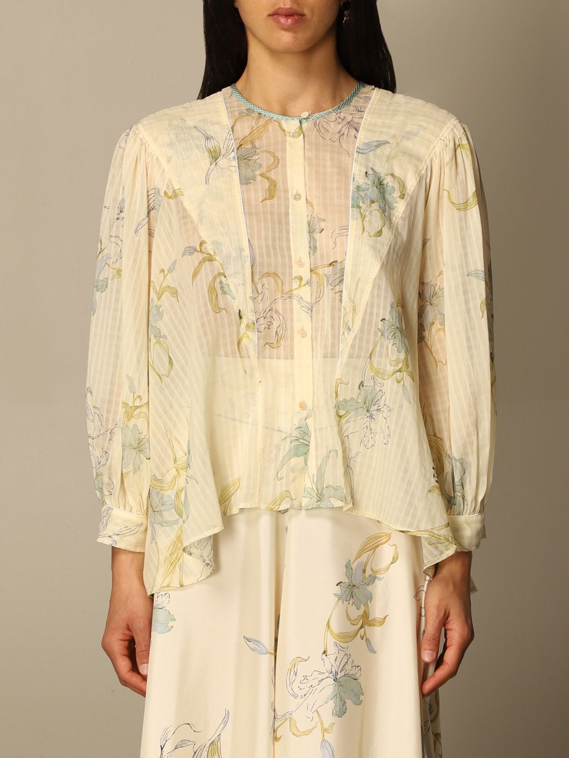 FORTE FORTE: shirt with floral pattern - Beige | Forte Forte shirt 8094 ...