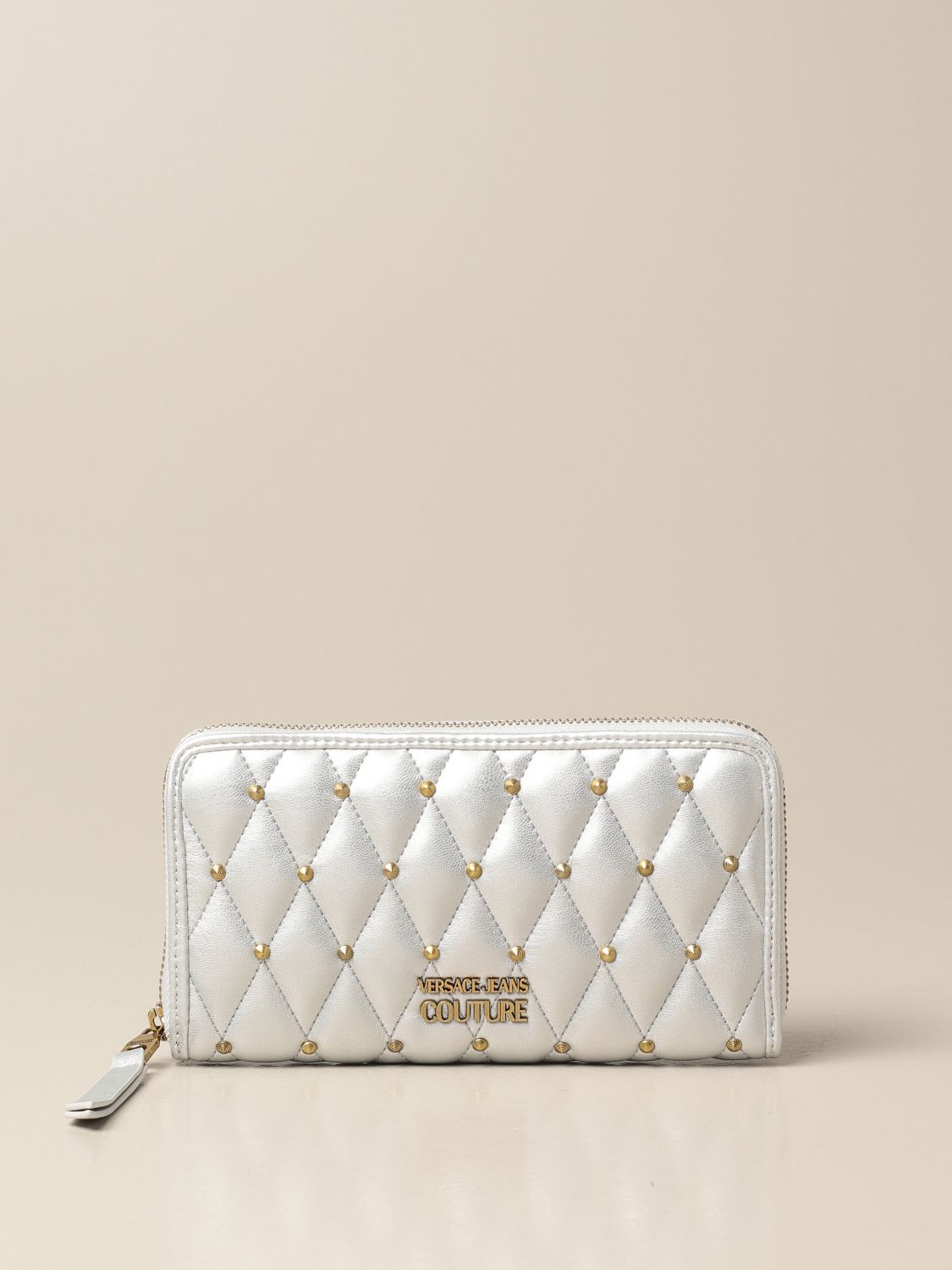 VERSACE JEANS COUTURE: wallet in quilted leather - Silver | Versace Jeans E3VWAPQ171881 online on GIGLIO.COM