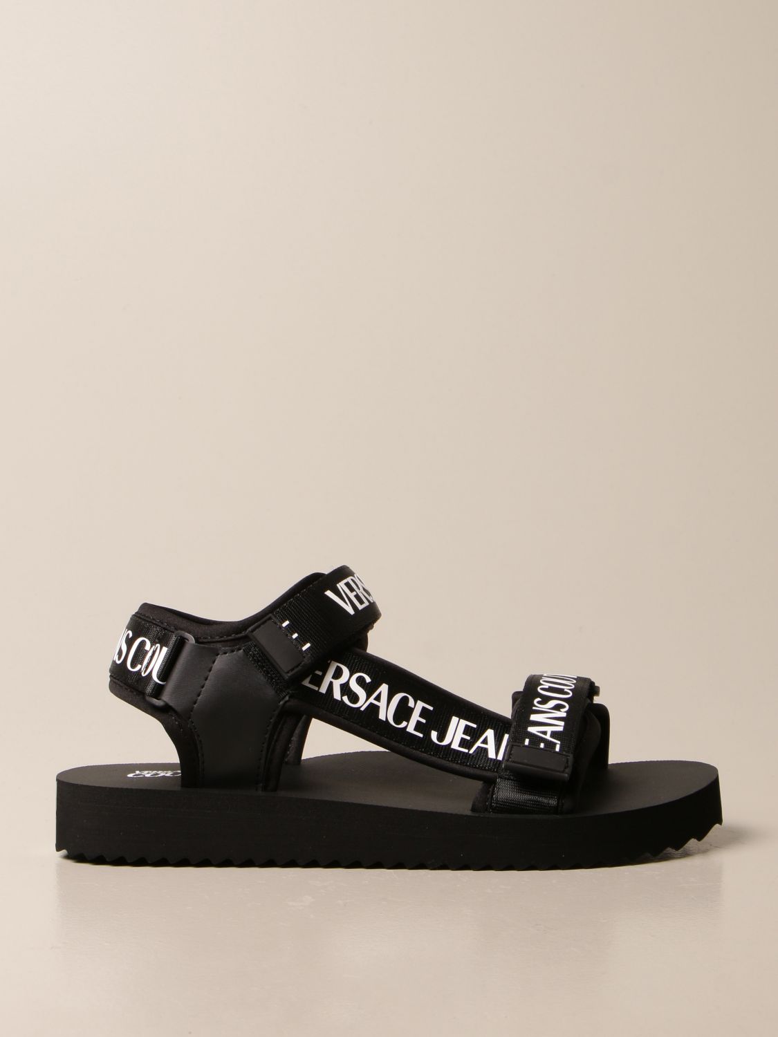 plantageejer Dyster acceleration VERSACE JEANS COUTURE: sandal in neoprene with logo - Black | Versace Jeans  Couture sandals E0YWASY171937 online on GIGLIO.COM