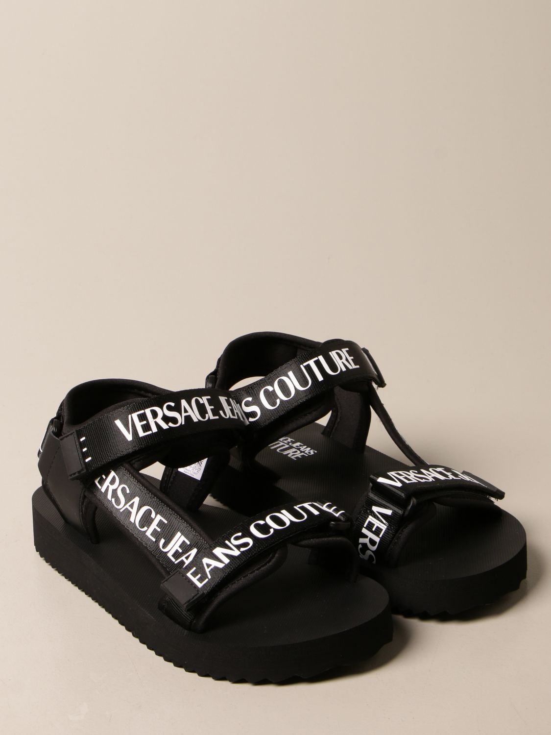 VERSACE JEANS COUTURE: sandal in neoprene with logo | Sandals Versace