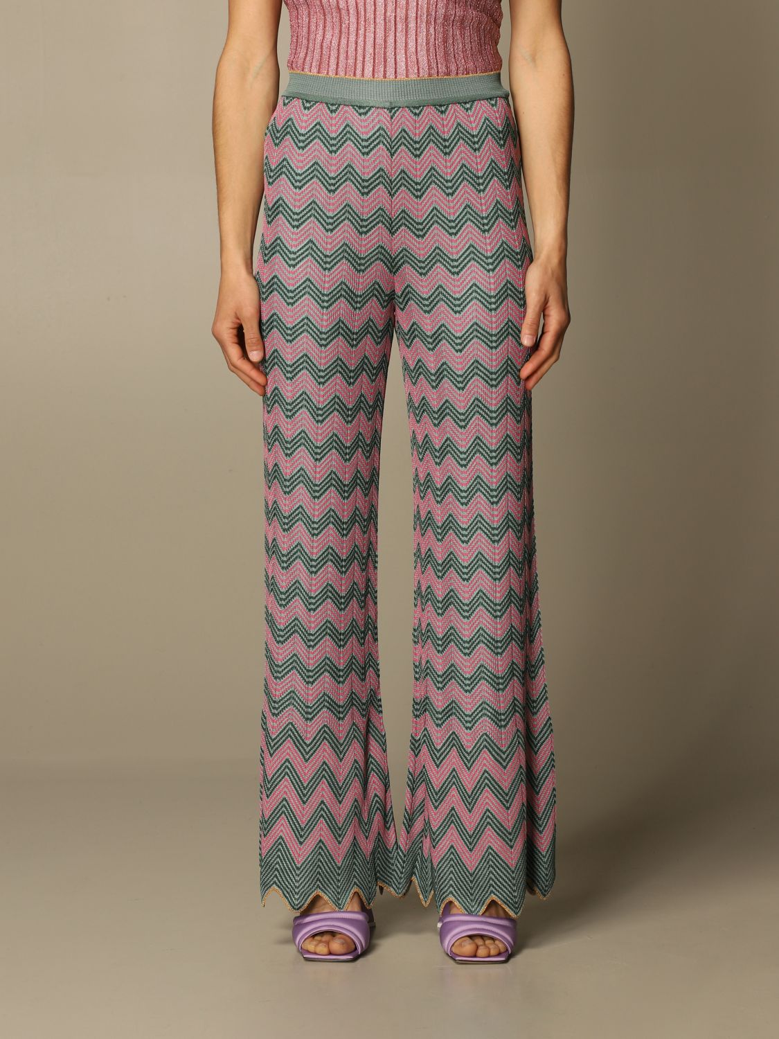 M MISSONI: pants for woman - Turquoise M Missoni pants 2DI00279 2K008T online on GIGLIO.COM