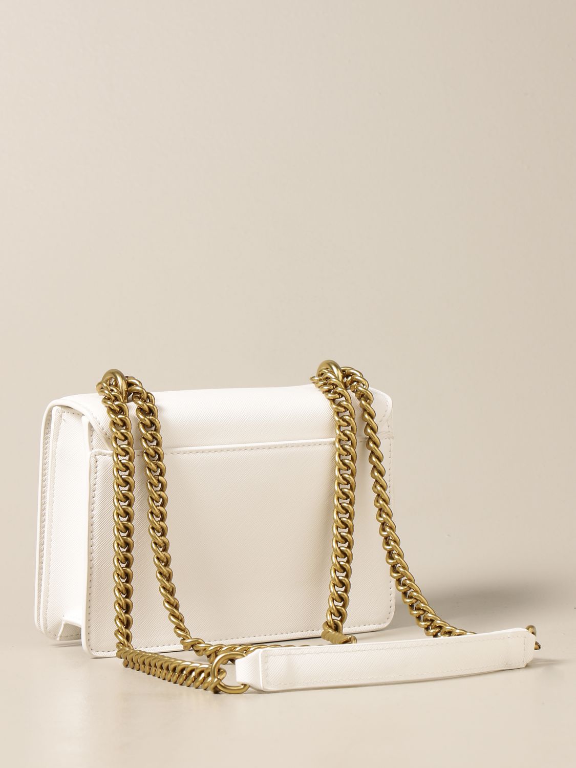 VERSACE JEANS COUTURE: bag with big logo - White | Crossbody Bags