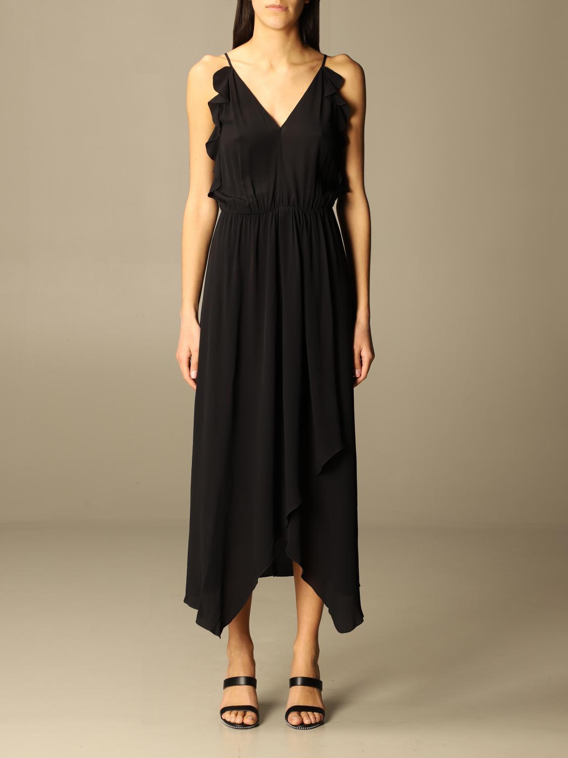 PATRIZIA PEPE: Abito lungo con volant - Nero | Abito Patrizia Pepe 2A2217  A8I1 GIGLIO.COM